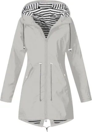 Women's Waterproof Rain Jacket Long Sleeve Lightweight Hooded Jackets Raincoat for Hiking Travel Outdoor Windbreaker