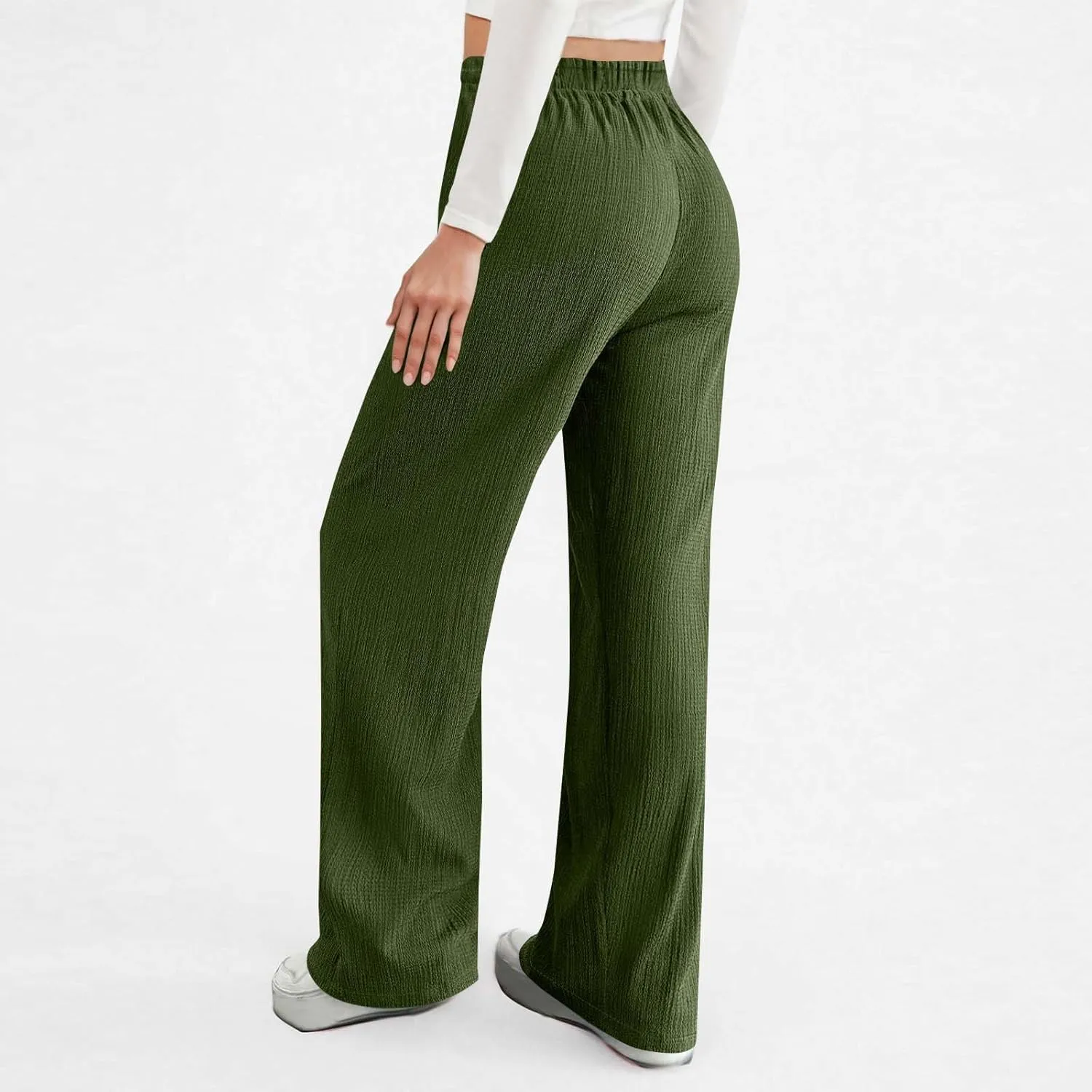 Women's Wide Leg Lounge Pants Elastic Waist Ultra Stretch Knit Pants Drawstring Pajama Bottoms Comfy Pants