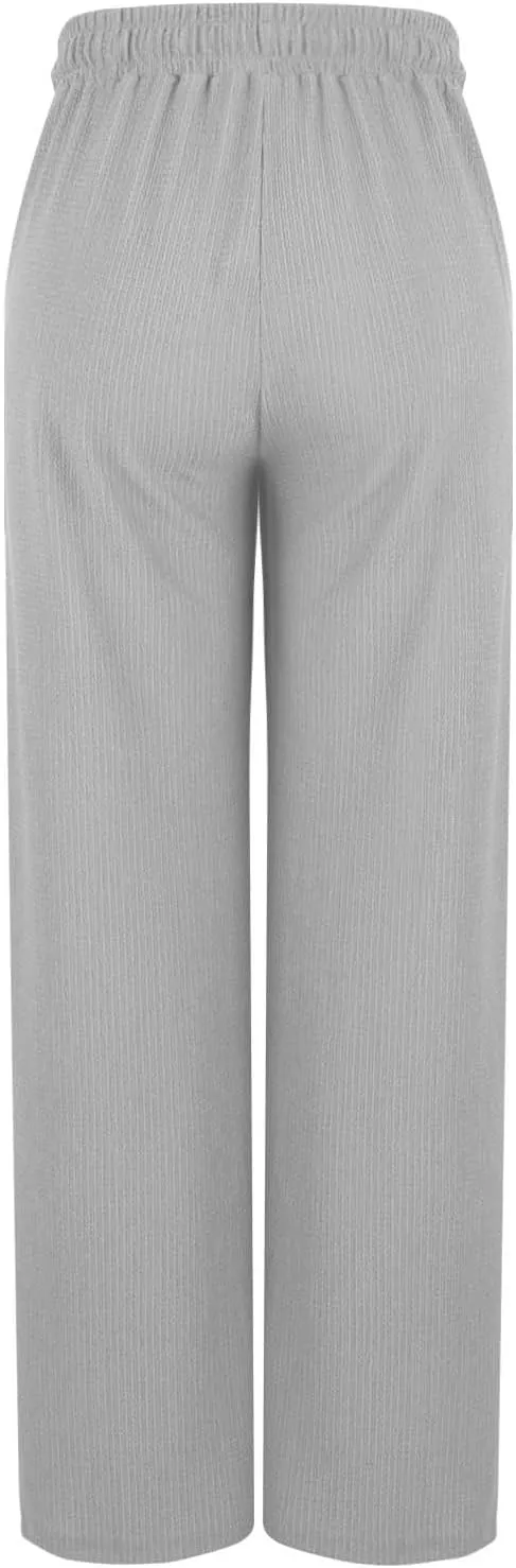 Women's Wide Leg Lounge Pants Elastic Waist Ultra Stretch Knit Pants Drawstring Pajama Bottoms Comfy Pants