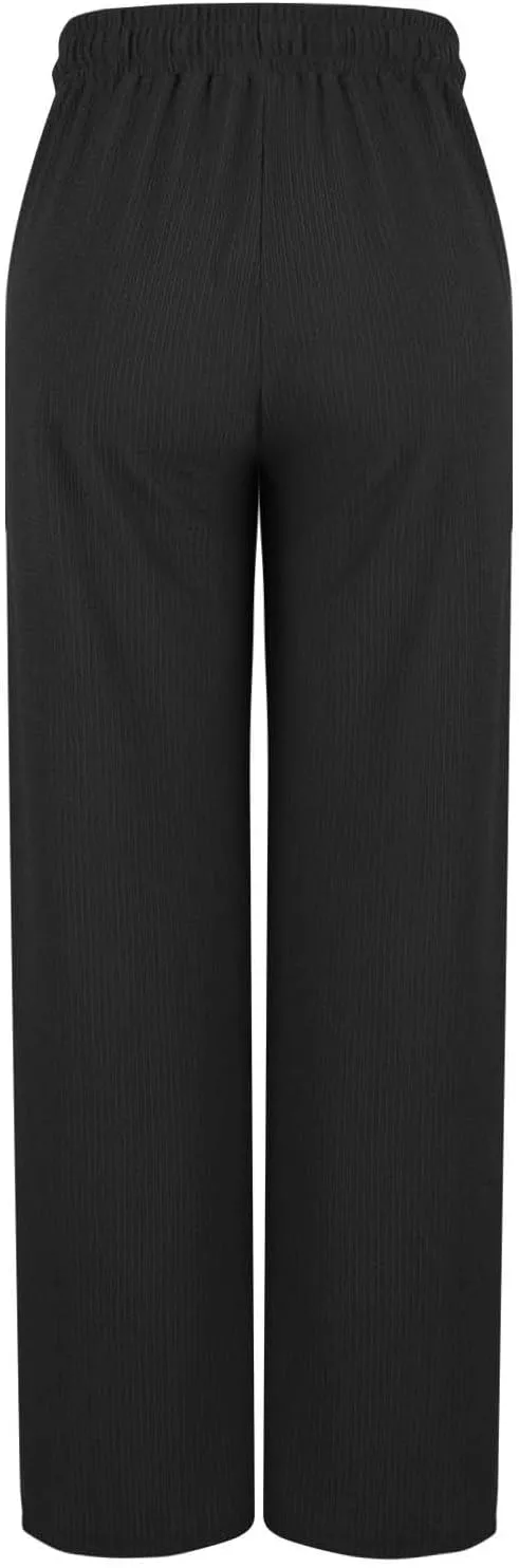 Women's Wide Leg Lounge Pants Elastic Waist Ultra Stretch Knit Pants Drawstring Pajama Bottoms Comfy Pants