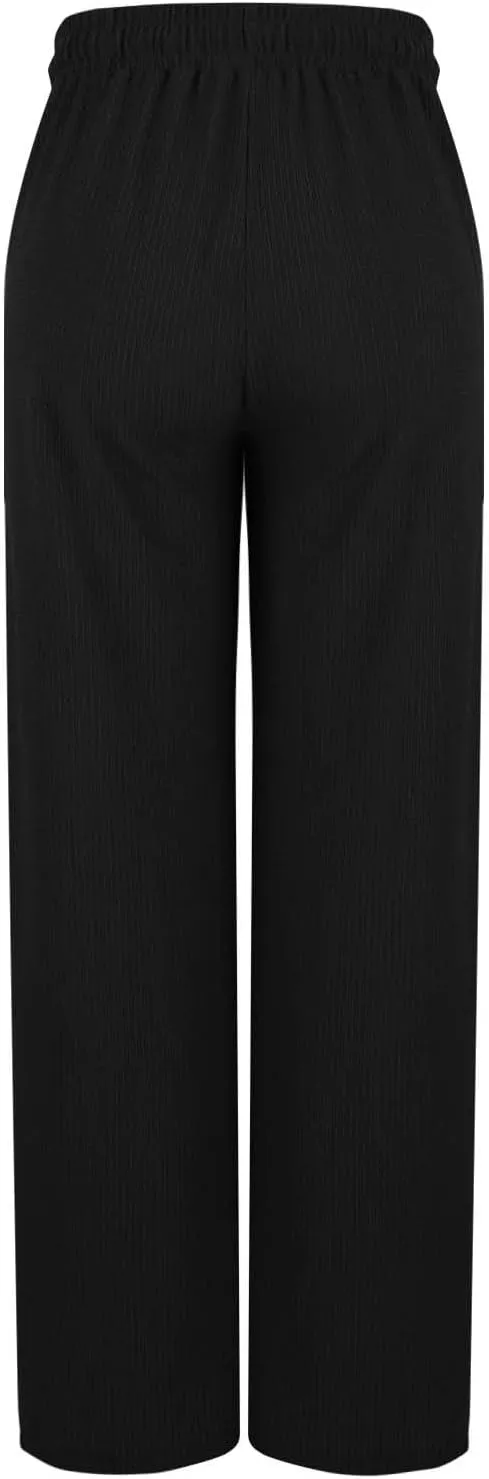 Women's Wide Leg Lounge Pants Elastic Waist Ultra Stretch Knit Pants Drawstring Pajama Bottoms Comfy Pants