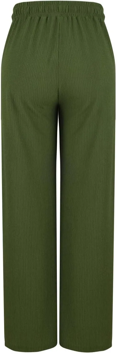 Women's Wide Leg Lounge Pants Elastic Waist Ultra Stretch Knit Pants Drawstring Pajama Bottoms Comfy Pants