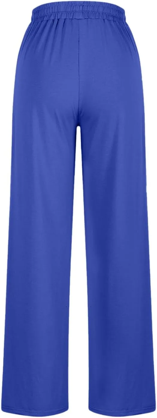 Womens Wide Leg Sweatpants High Waisted Athletic Gym Joggers with Pockets Baggy Comfy Drawstring Lounge Pants