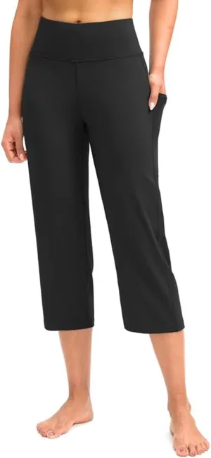 Womens Wide Leg Yoga Pants Casual Five Yoga Shorts Summer Wide Leg Capris Women's Capri Pants Summer Loose Yoga