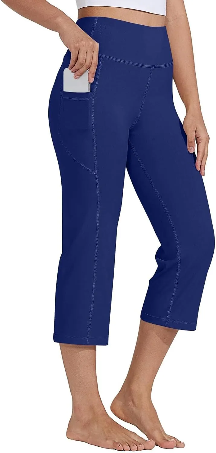 Womens Wide Leg Yoga Pants Casual Five Yoga Shorts Summer Wide Leg Capris Women's Capri Pants Summer Loose Yoga
