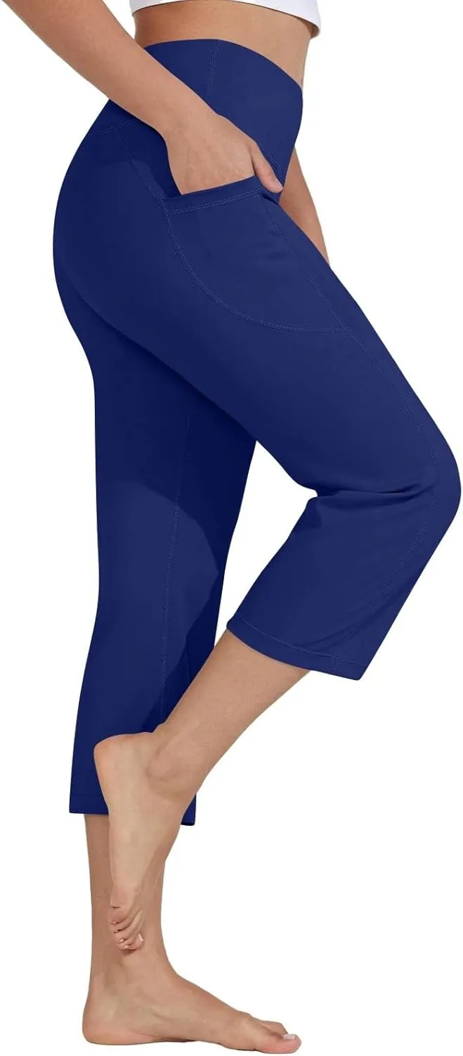 Womens Wide Leg Yoga Pants Casual Five Yoga Shorts Summer Wide Leg Capris Women's Capri Pants Summer Loose Yoga