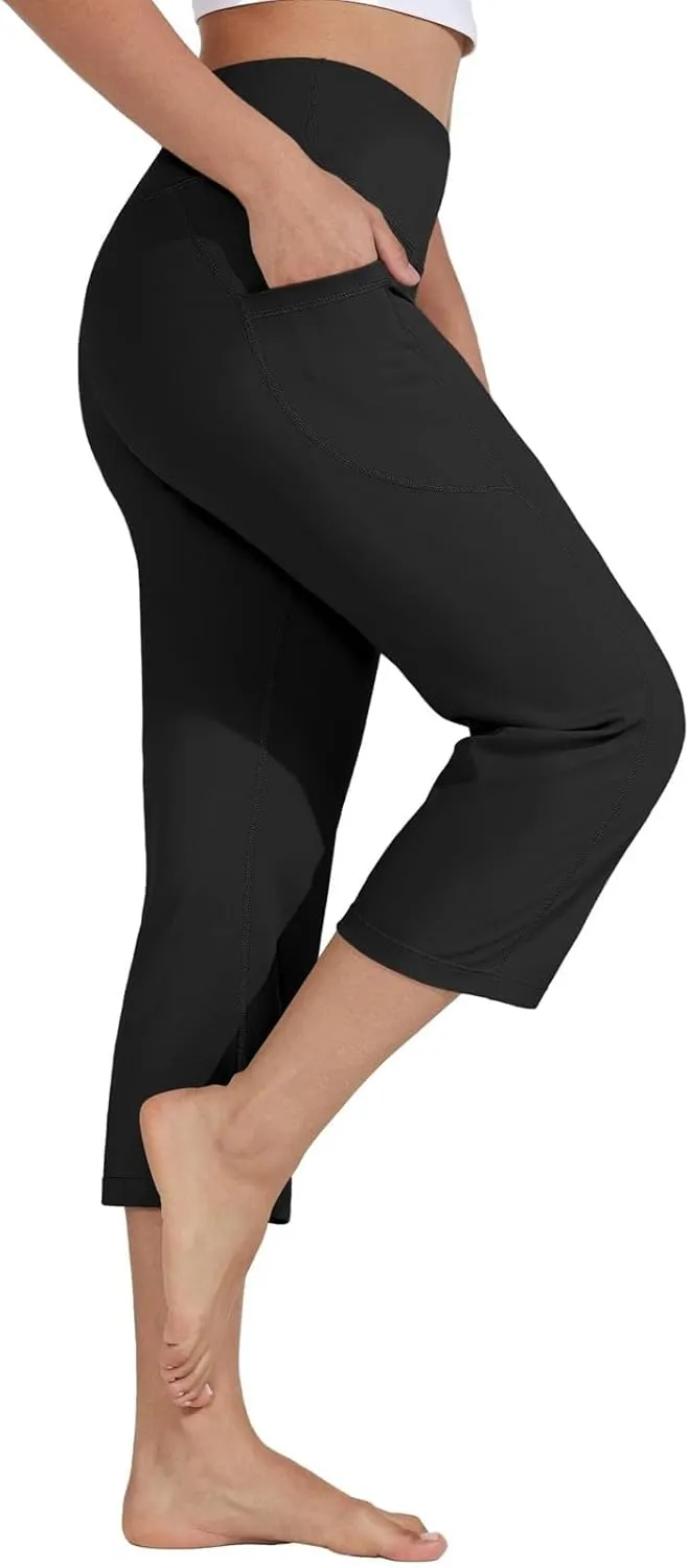 Womens Wide Leg Yoga Pants Casual Five Yoga Shorts Summer Wide Leg Capris Women's Capri Pants Summer Loose Yoga