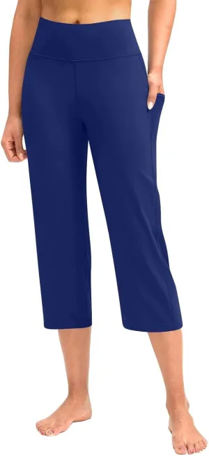 Womens Wide Leg Yoga Pants Casual Five Yoga Shorts Summer Wide Leg Capris Women's Capri Pants Summer Loose Yoga