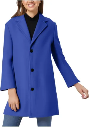 Women's Winter Wool Blend Pea Coat Single Breasted Casual Trench Coats Overcoat Long Elegant Coats Slim Fit Jackets