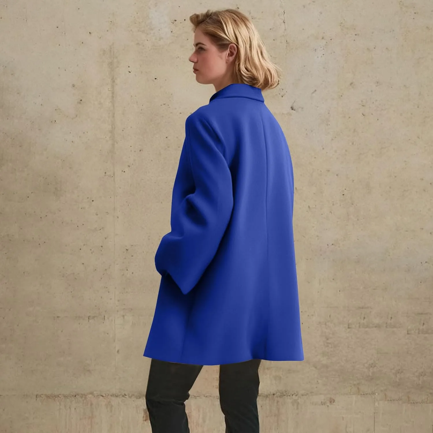 Women's Winter Wool Blend Pea Coat Single Breasted Casual Trench Coats Overcoat Long Elegant Coats Slim Fit Jackets