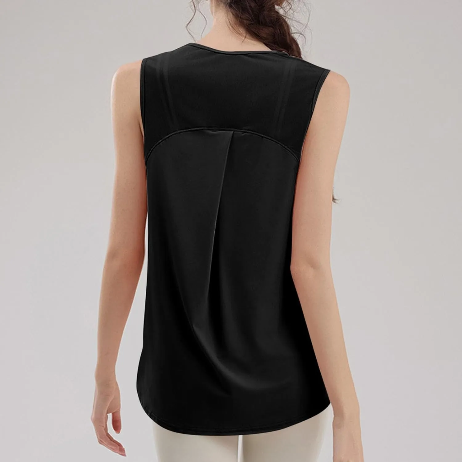 Workout Tank Tops for Women Loose Fit Hem Sleeveless Tanks Trendy Yoga Athletic Outfits Outdoor Sport Clothes