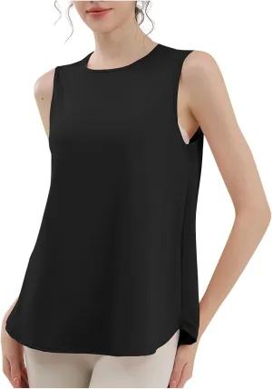 Workout Tank Tops for Women Loose Fit Hem Sleeveless Tanks Trendy Yoga Athletic Outfits Outdoor Sport Clothes