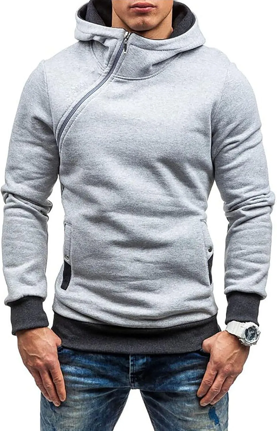 Ymosrh Mens Coats Winter Men's Casual Camouflage Sports Sweatshirt Long Sleeve Zipper Hooded Jacket Coat