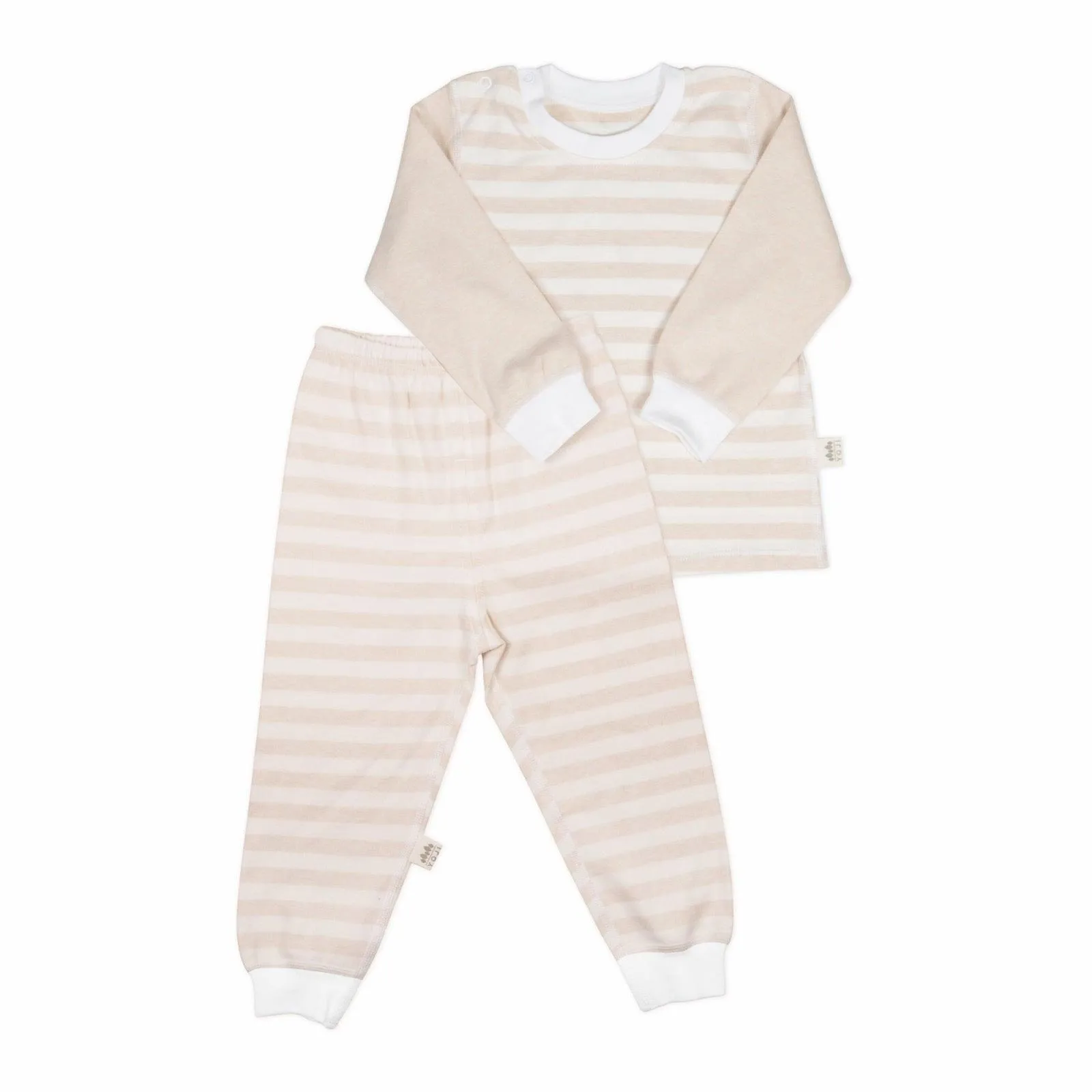 Yoji Long Sleeve Shirt and Pajama Set Beige Striped