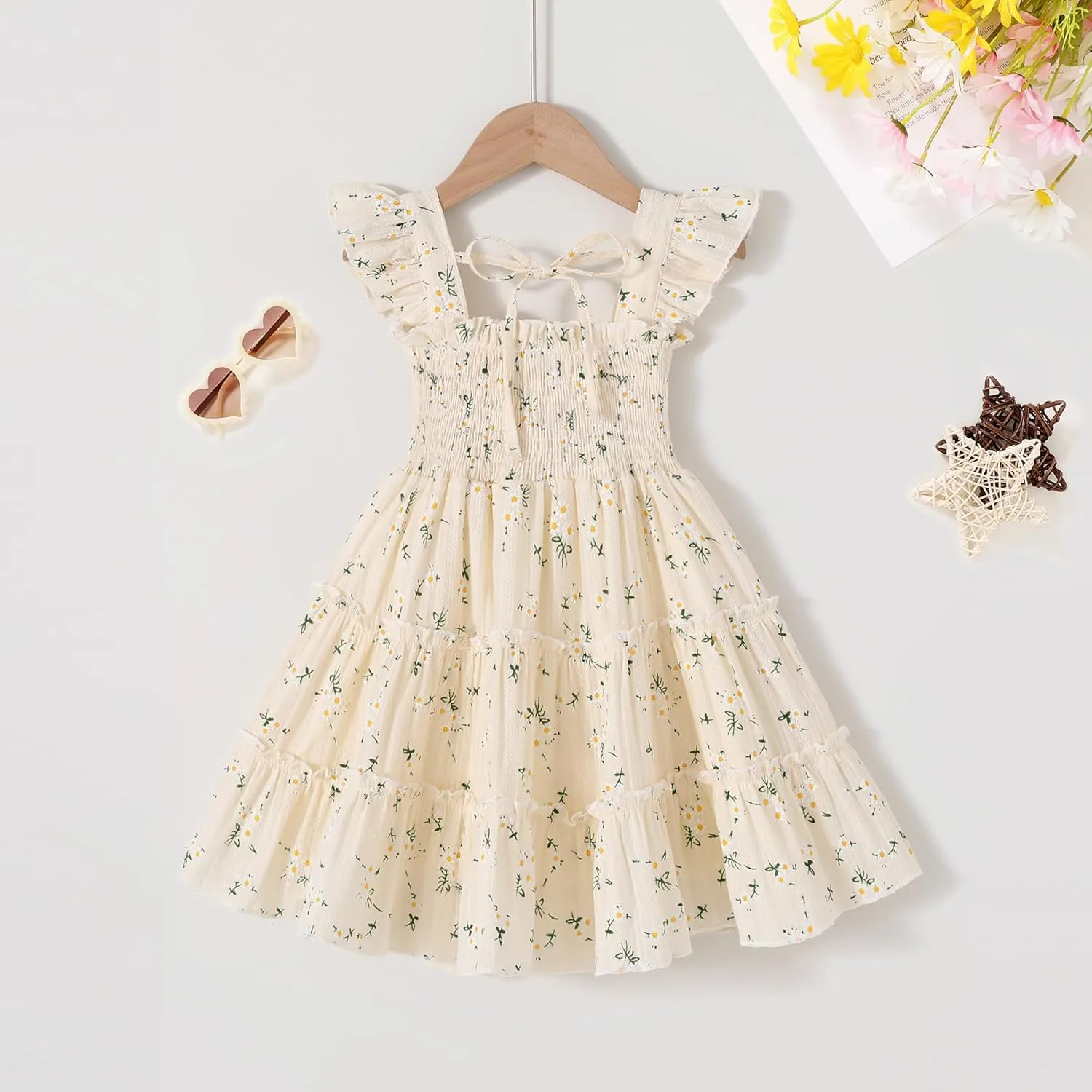 YOUNGER TREE Toddler Girl Dress Kids Sleeveless Ruffle Dresses for Girls Summer Outfits Beach Sundress