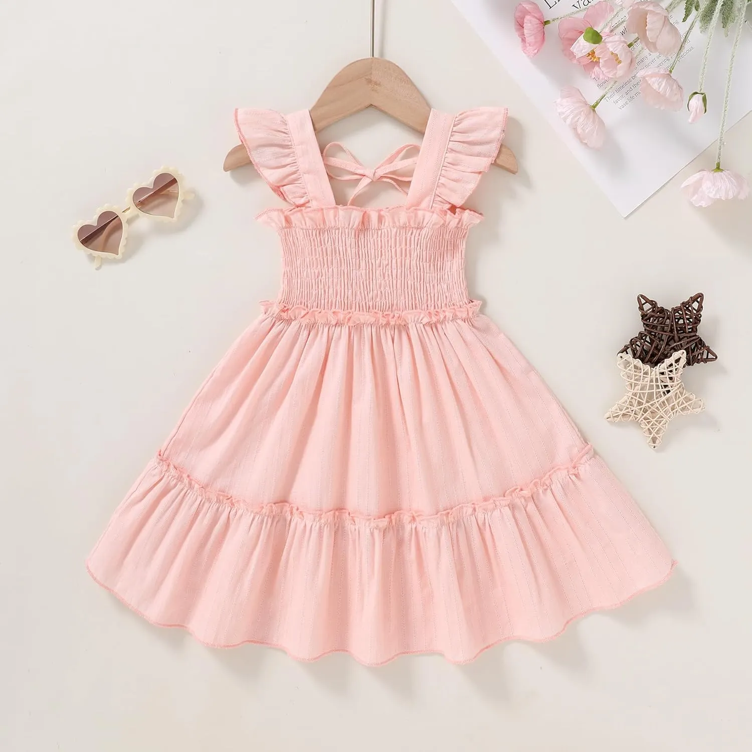 YOUNGER TREE Toddler Girl Dress Kids Sleeveless Ruffle Dresses for Girls Summer Outfits Beach Sundress