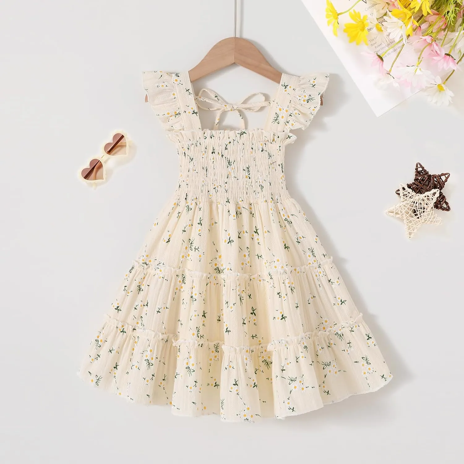YOUNGER TREE Toddler Girl Dress Kids Sleeveless Ruffle Dresses for Girls Summer Outfits Beach Sundress