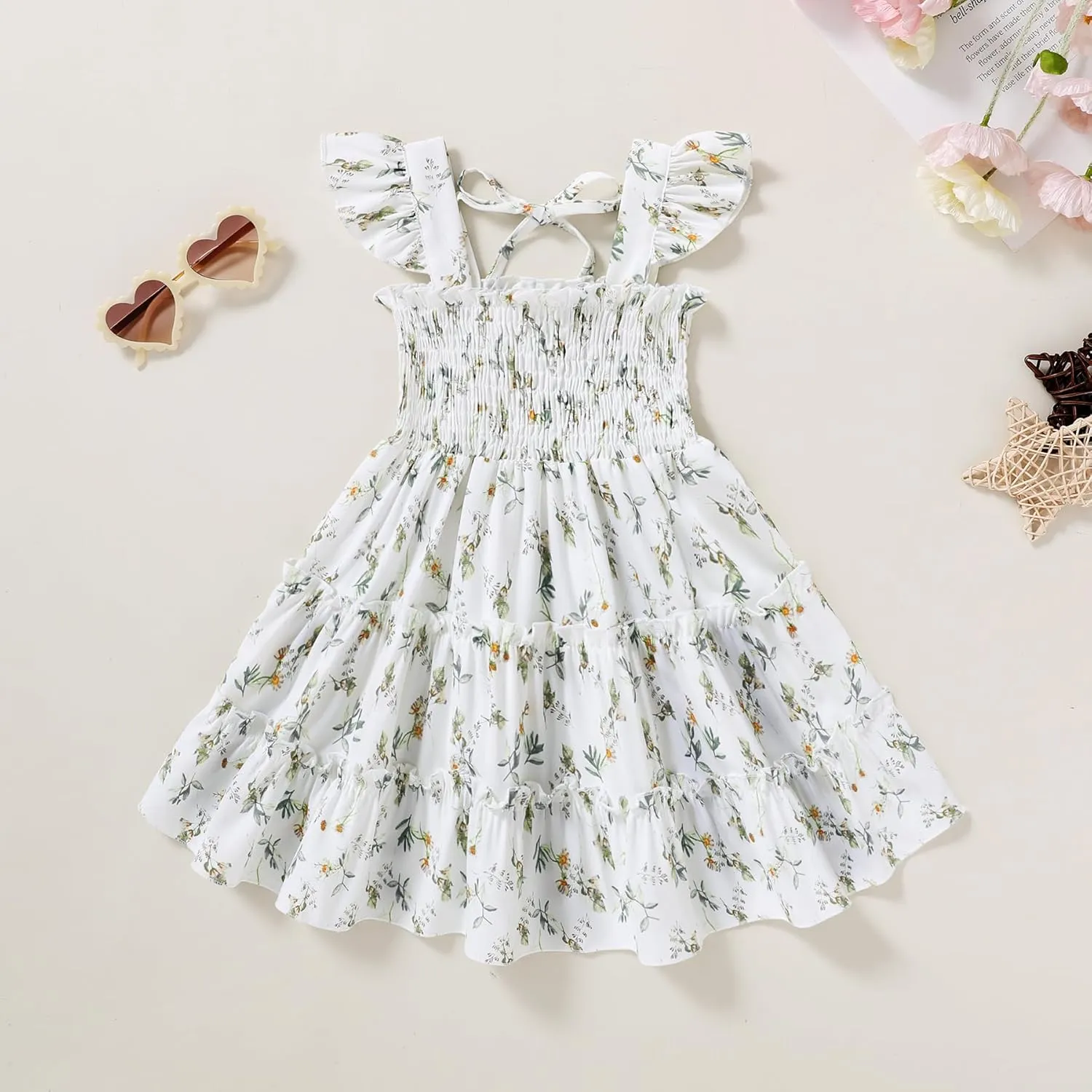 YOUNGER TREE Toddler Girl Dress Kids Sleeveless Ruffle Dresses for Girls Summer Outfits Beach Sundress