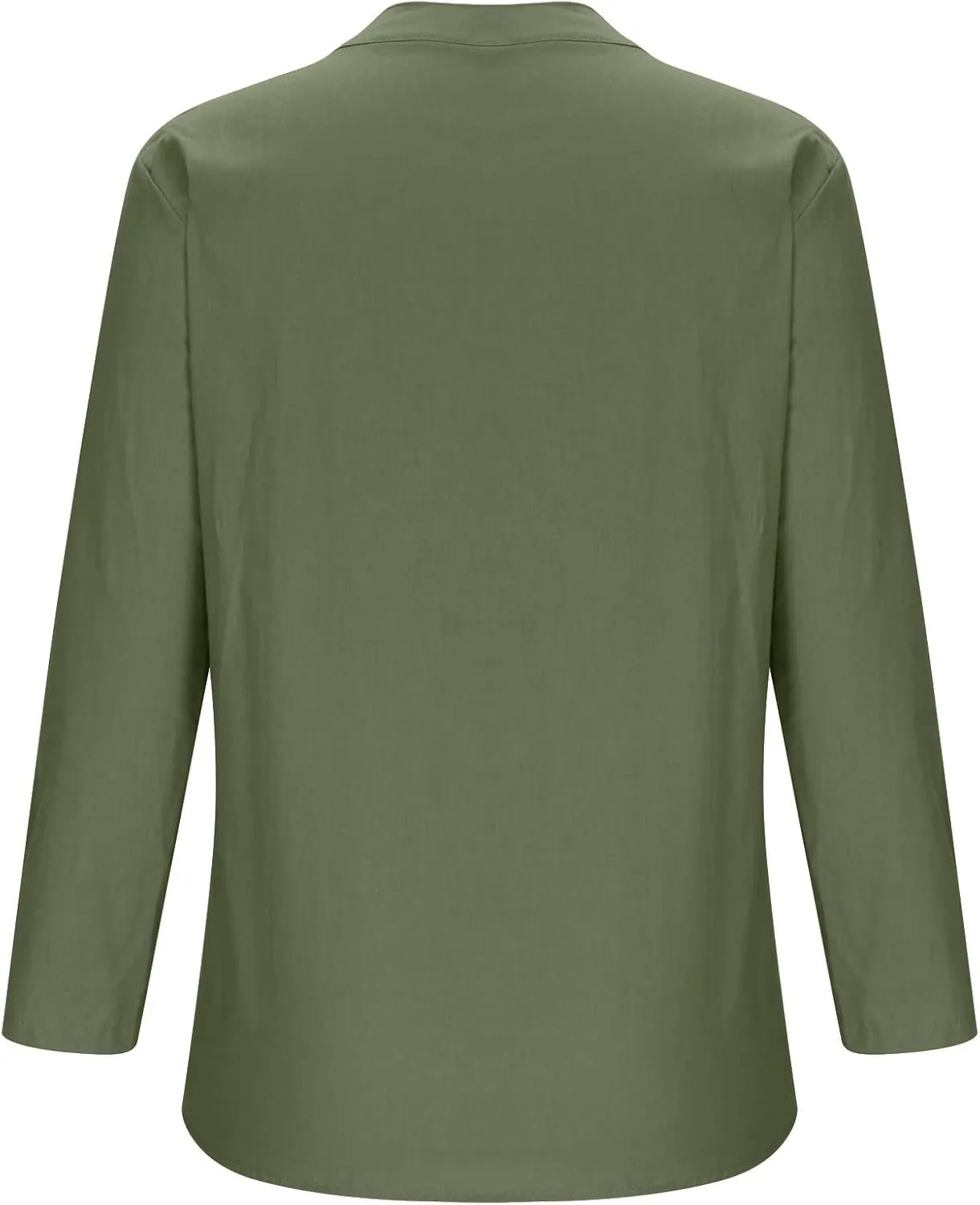 YZHM Womens Long Sleeve Blouses Cotton Linen Plus Size Tops V Neck Button Down Shirts Loose Tunic Tops Solid Trendy Tshirts