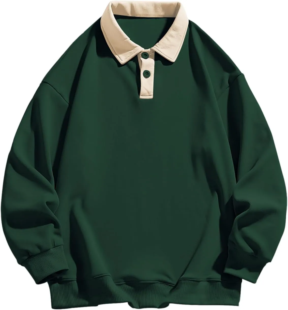ZAFUL Men's Long Sleeve Polo Shirts Color Spliced Polo Collar Sweatshirt Casual Golf Patchwork Shirts Tops