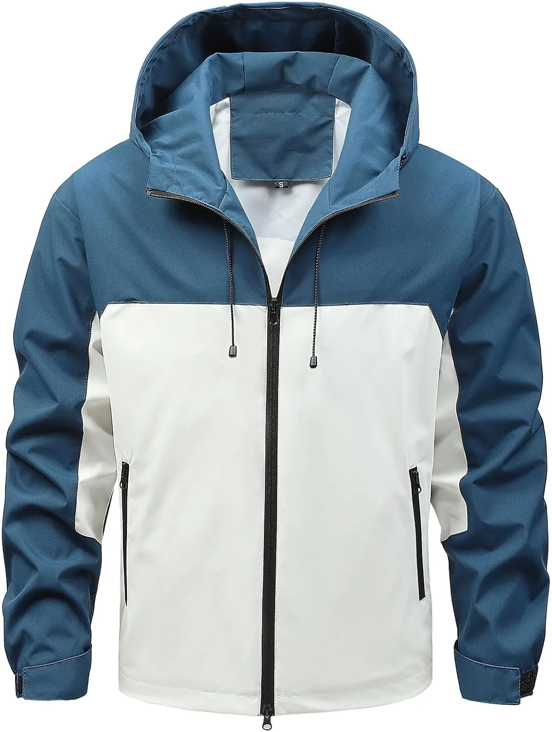 Zeiyignr Men's Outdoor Sports Hooded Windproof Jacket Waterproof Rain Coat Lightweight Hoodies Windbreaker Running Coats