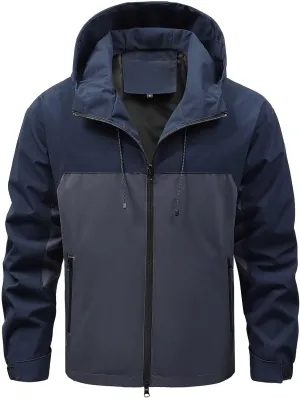 Zeiyignr Men's Outdoor Sports Hooded Windproof Jacket Waterproof Rain Coat Lightweight Hoodies Windbreaker Running Coats