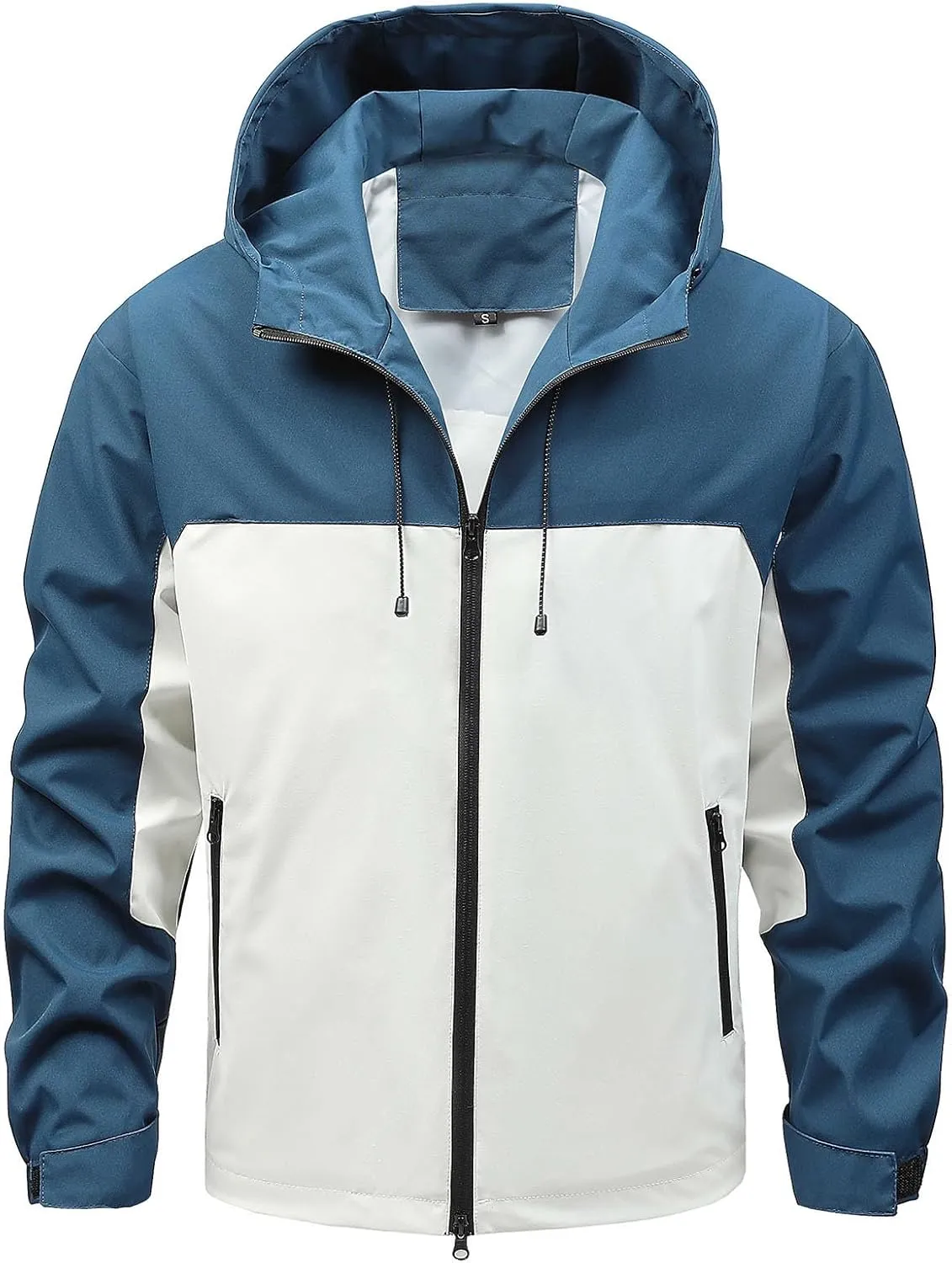 Zeiyignr Men's Outdoor Sports Hooded Windproof Jacket Waterproof Rain Coat Lightweight Hoodies Windbreaker Running Coats