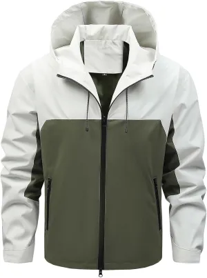 Zeiyignr Men's Outdoor Sports Hooded Windproof Jacket Waterproof Rain Coat Lightweight Hoodies Windbreaker Running Coats