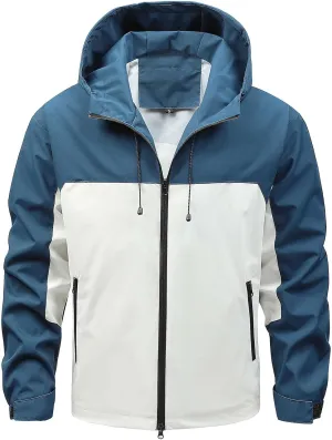 Zeiyignr Men's Outdoor Sports Hooded Windproof Jacket Waterproof Rain Coat Lightweight Hoodies Windbreaker Running Coats