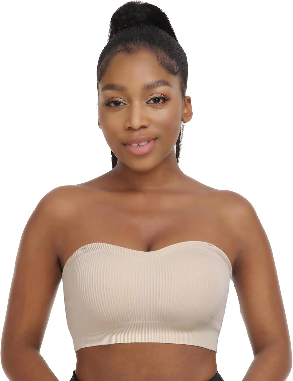 Zimcti Strapless Bras for Women Comfortable Non-Slip Silicone Bandeau Bra Seamless Tube to Bralette