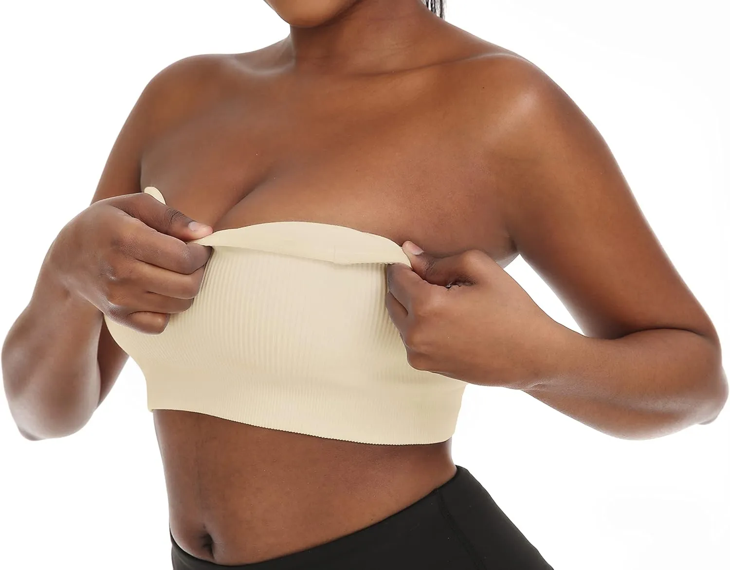 Zimcti Strapless Bras for Women Comfortable Non-Slip Silicone Bandeau Bra Seamless Tube to Bralette