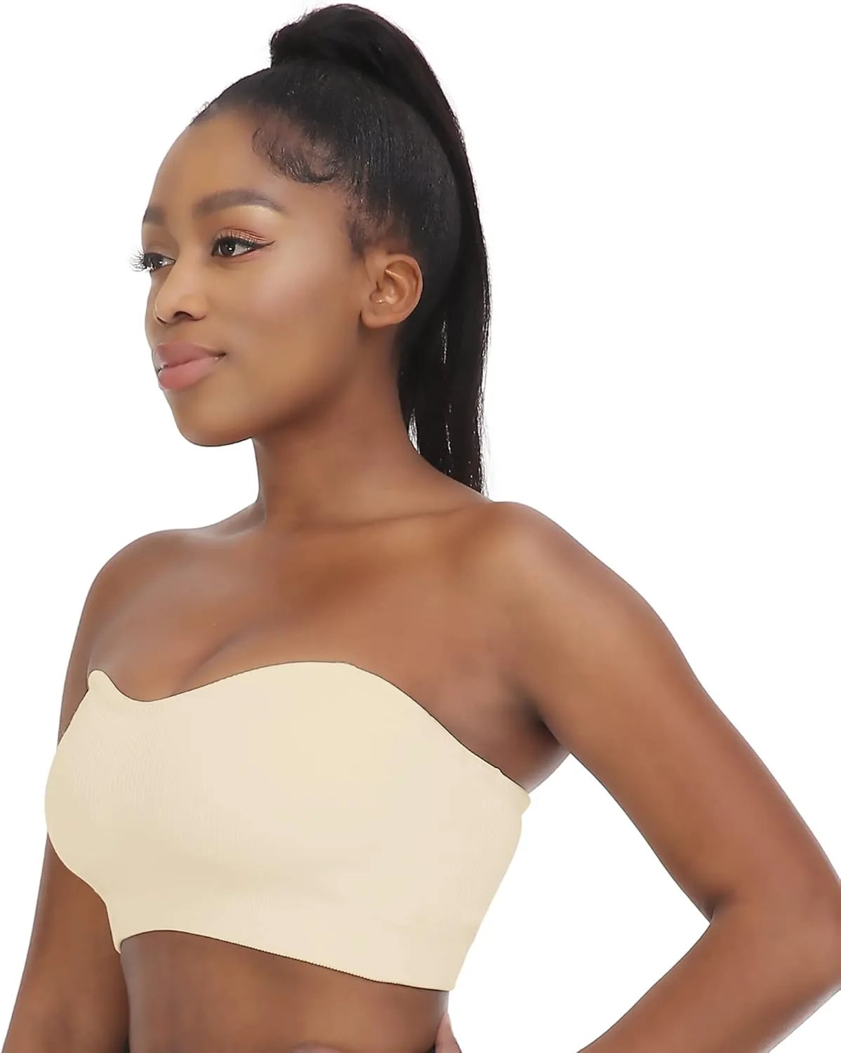 Zimcti Strapless Bras for Women Comfortable Non-Slip Silicone Bandeau Bra Seamless Tube to Bralette