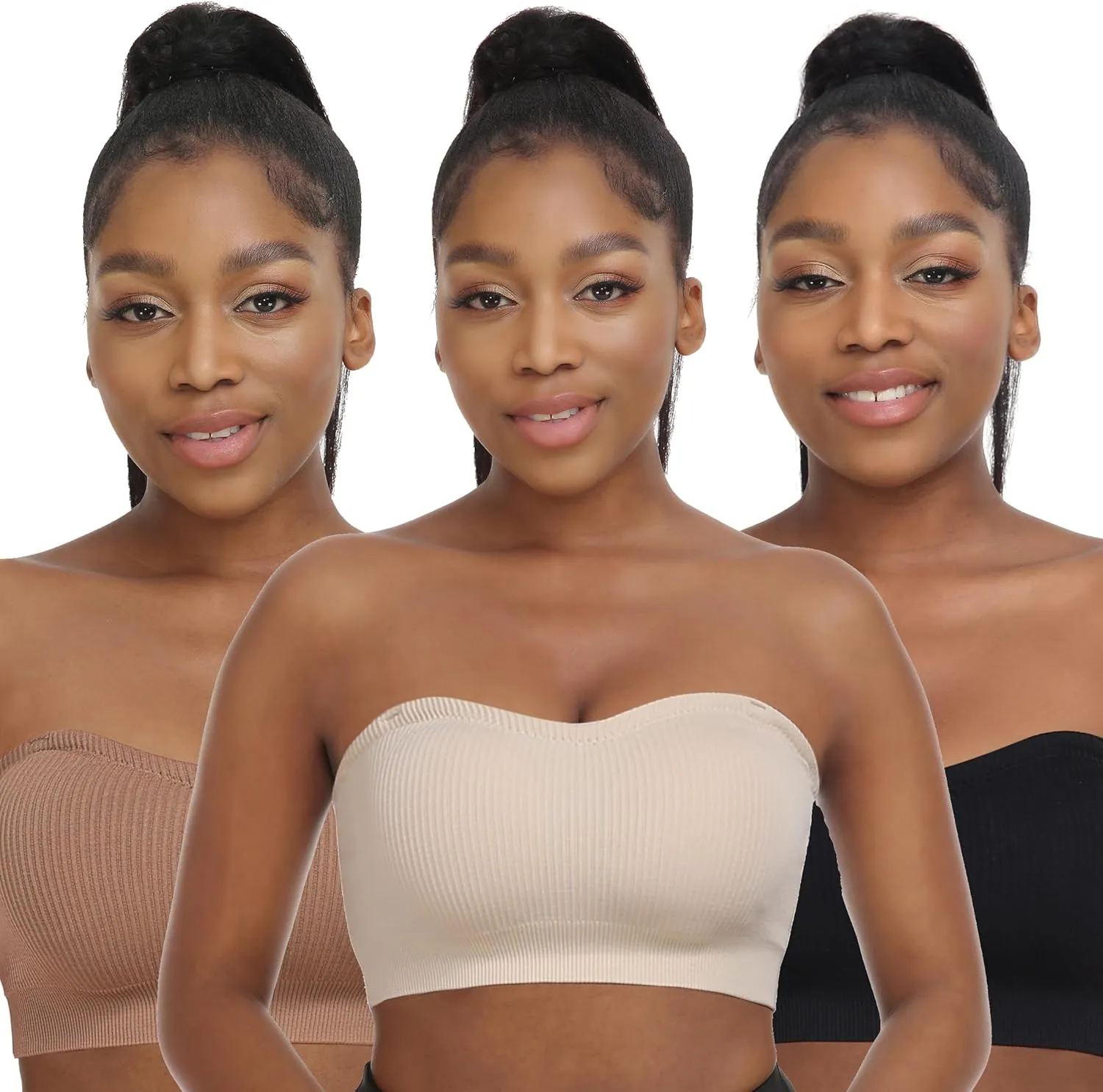 Zimcti Strapless Bras for Women Comfortable Non-Slip Silicone Bandeau Bra Seamless Tube to Bralette
