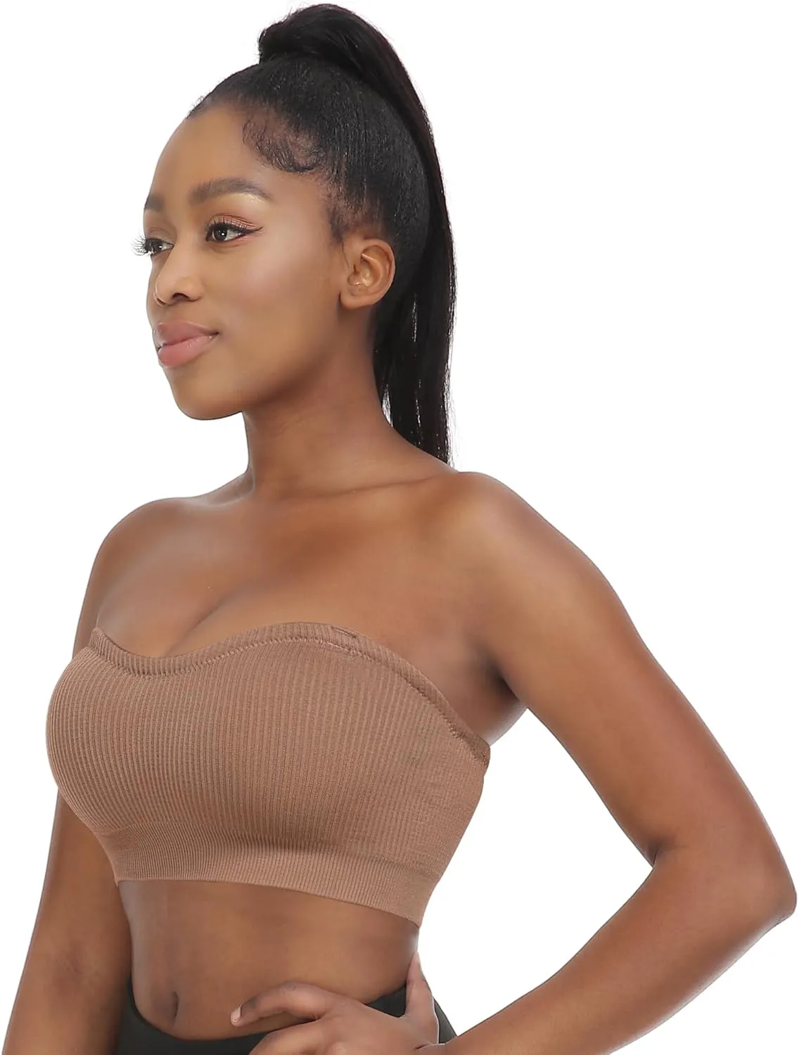 Zimcti Strapless Bras for Women Comfortable Non-Slip Silicone Bandeau Bra Seamless Tube to Bralette