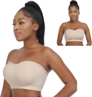 Zimcti Strapless Bras for Women Comfortable Non-Slip Silicone Bandeau Bra Seamless Tube to Bralette