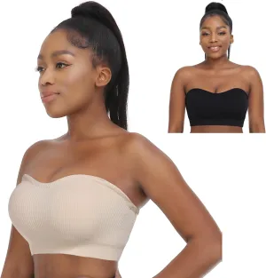 Zimcti Strapless Bras for Women Comfortable Non-Slip Silicone Bandeau Bra Seamless Tube to Bralette