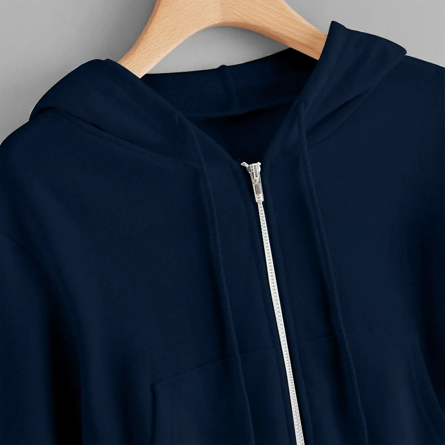 Zip Up Hoodie Women Cropped Casual Sweatshirts Workout Long Sleeve Drawstring Hooded Jacket Fashion Y2K Cute Crop Tops
