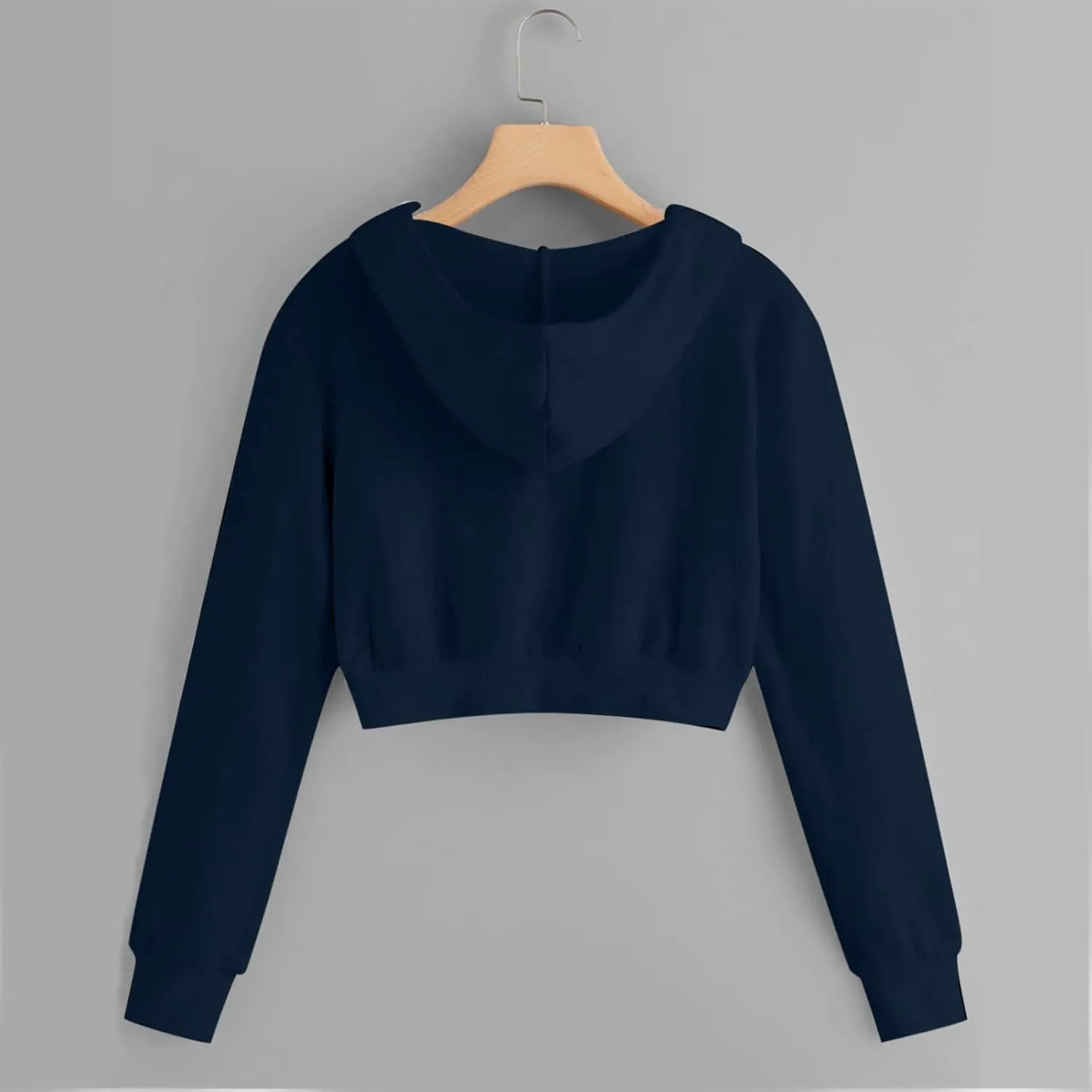 Zip Up Hoodie Women Cropped Casual Sweatshirts Workout Long Sleeve Drawstring Hooded Jacket Fashion Y2K Cute Crop Tops